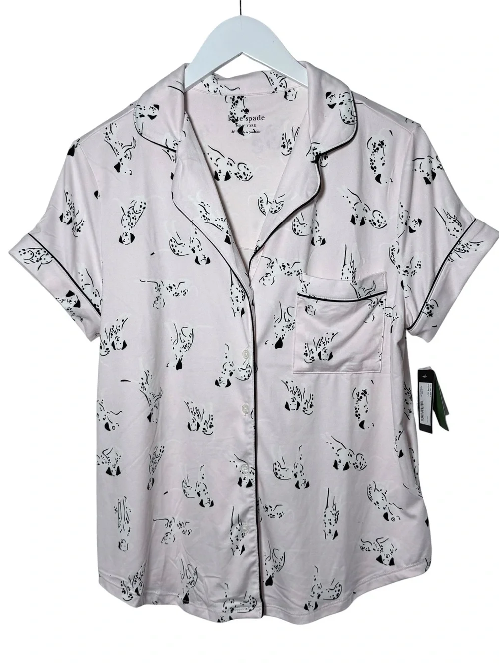 Kate Spade New York Dalmatian Print Pajama Set Light Pink NWT Size Medium